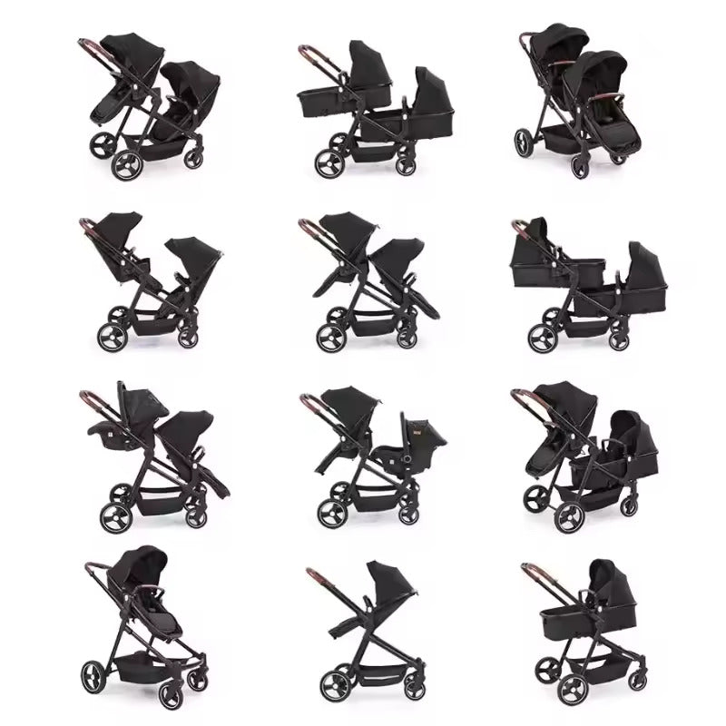 Premium TwinRide S-600 – Бебешка количка за близнаци 2 в 1